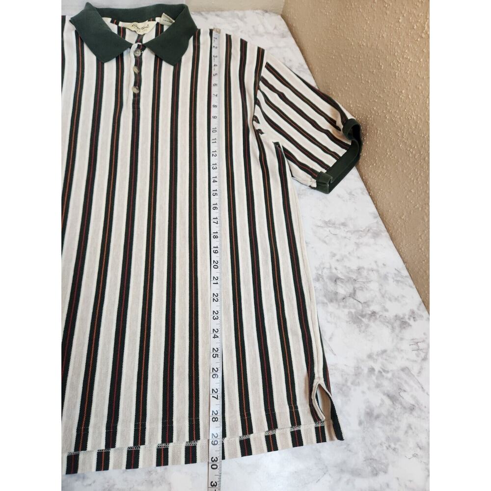 Eddie‎ Bauer Men's Green & Gray Striped Rare Retro Polo Shirt Size L - Picture 5 of 5